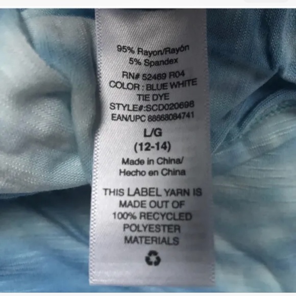 Scoop NYC Women’s Fluttered Sleeve Blue/White Tiered Dress Large (12-14) NEW - Picture 10 of 10